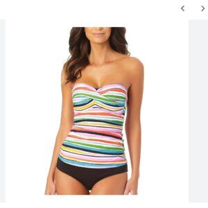 ANNE COLE STRIPED TANKINI